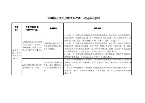 考核内容与标准(医改)