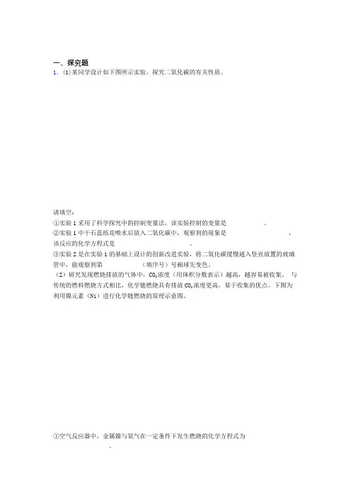 浙江省金华市中考化学易错100题探究题