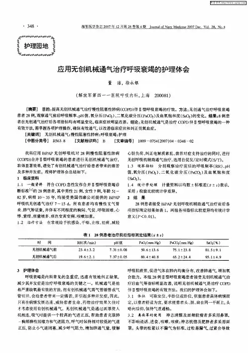 应用无创机械通气治疗呼吸衰竭的护理体会