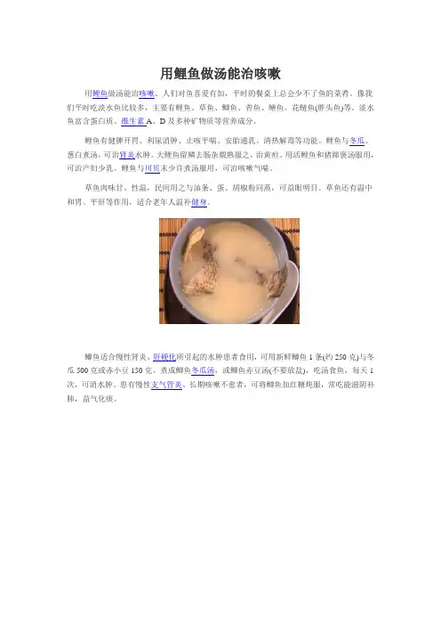 用鲤鱼做汤能治咳嗽