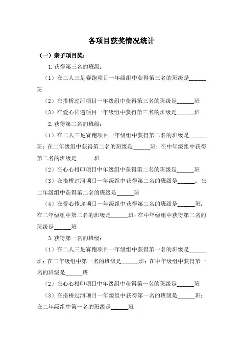 各项目获奖情况统计