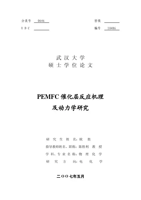 PEMFC催化层反应机理与动力学研究