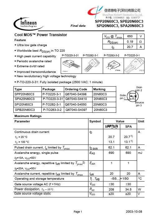 SPA20N60C3