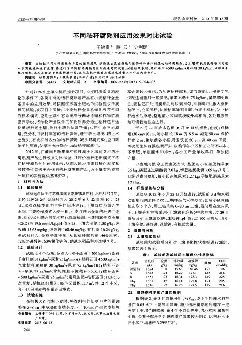 不同秸秆腐熟剂应用效果对比试验