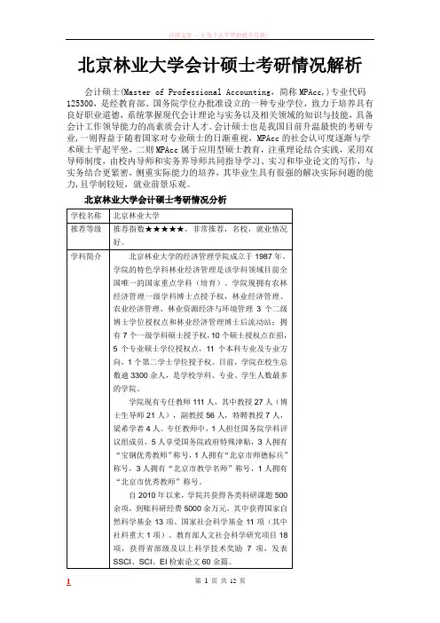 北京林业大学会计硕士考研情况解析