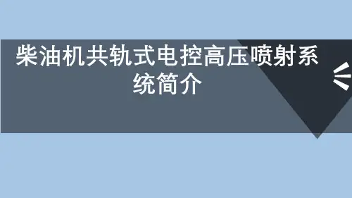 柴油机共轨式电控高压喷射系统简介