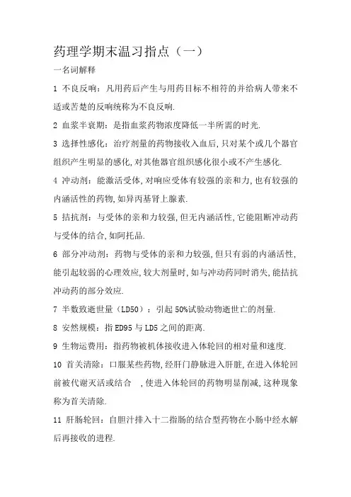 药理名词解释问答题