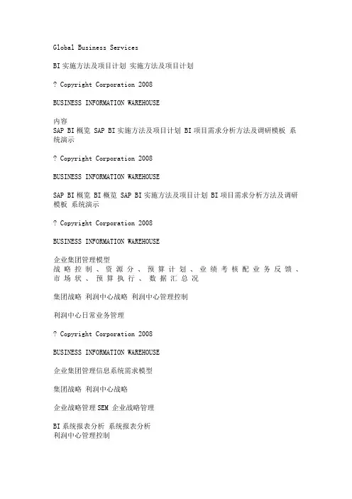 BI实施方法及项目计划