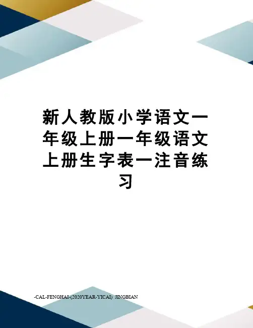 新人教版小学语文一年级上册一年级语文上册生字表一注音练习