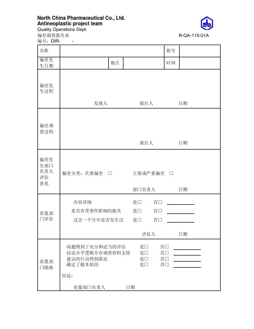 偏差调查报告