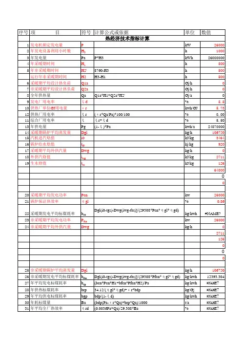 热经济指标计算