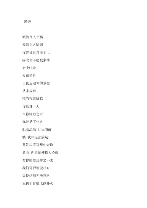 burning 中文歌词
