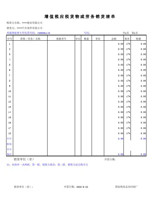 销货清单模板 3