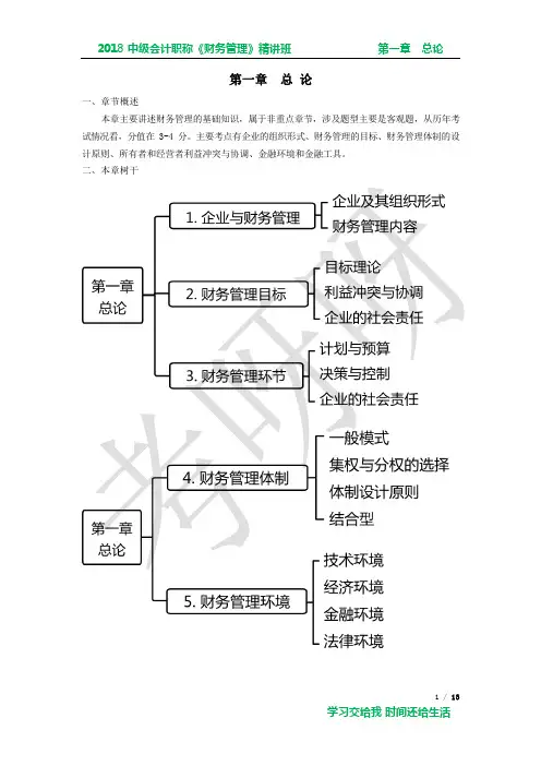 《中级财务管理》第一章  总论