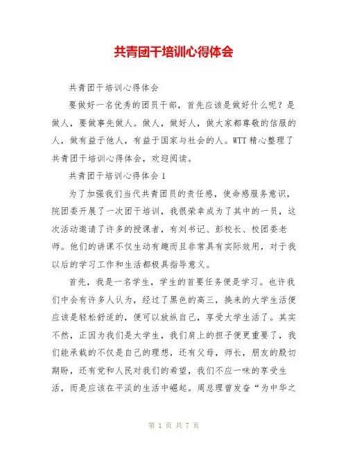 共青团干培训心得体会