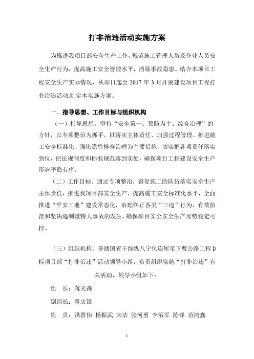 打非治违活动实施方案