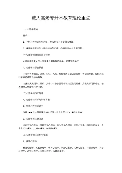 成人高考专升本教育理论重点