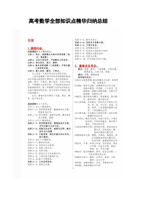 高考数学全部知识点精华归纳总结