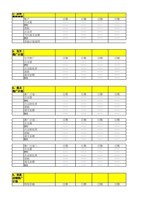 直通车推广报告模板