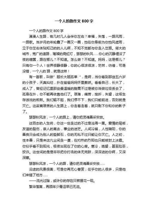 一个人的路作文800字