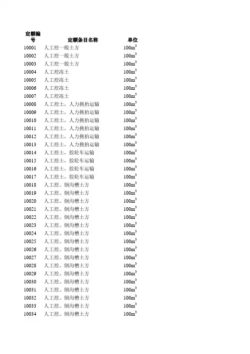 预算定额套单价