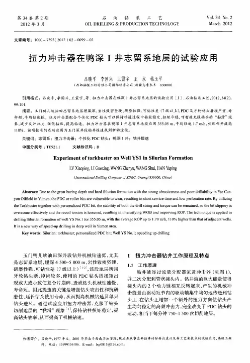 扭力冲击器在鸭深1井志留系地层的试验应用