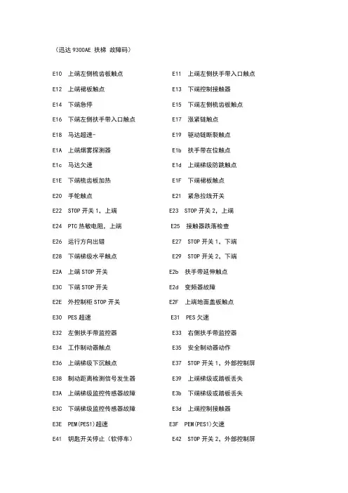 迅达扶梯9300AE故障代码