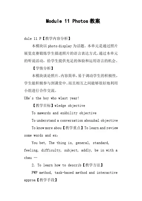 外研版九年级英语上册Module-11-Photos教案