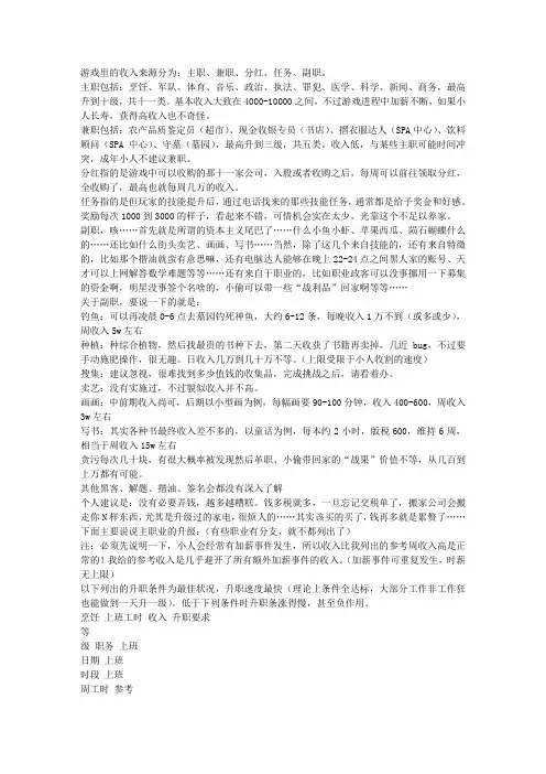 《模拟人生3》11种主职业的详细介绍