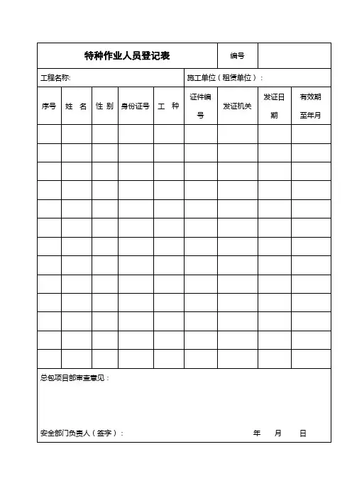 特种作业人员登记表 3