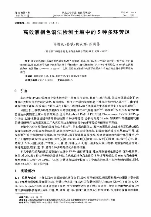 高效液相色谱法检测土壤中的5种多环芳烃