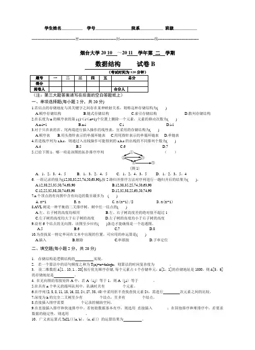 数据结构试题2009~2010年度