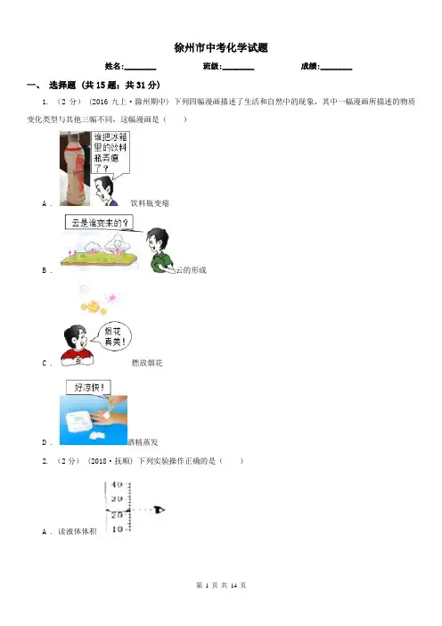 徐州市中考化学试题 