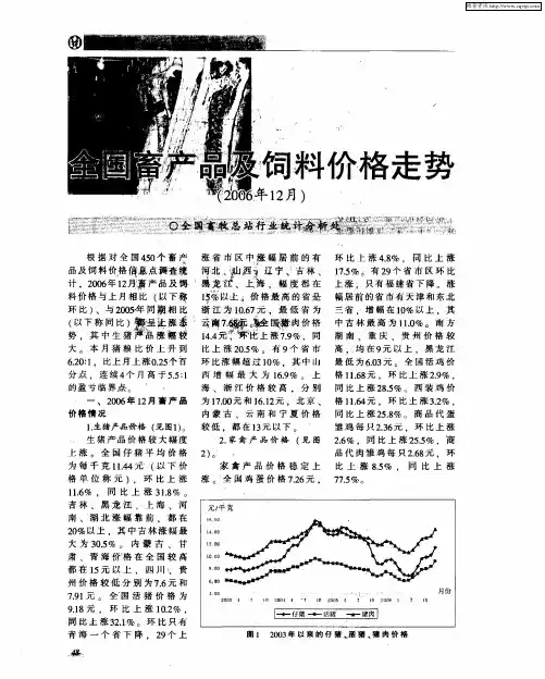 全国畜产品及饲料价格走势(2006年12月)