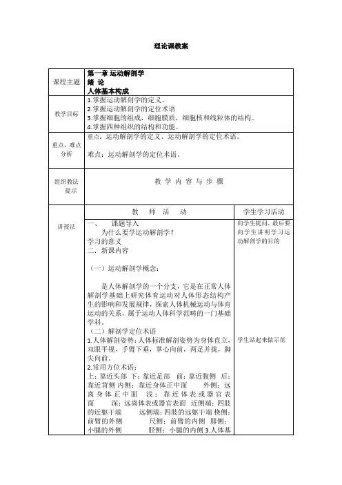 运动解剖学教案