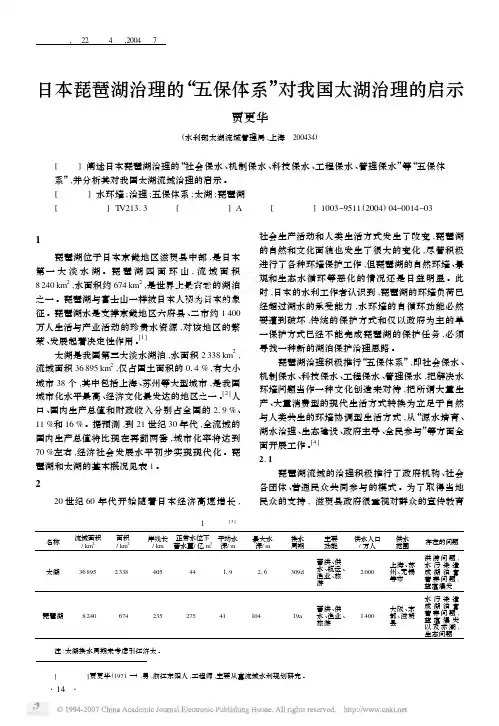 日本琵琶湖治理的 五保体系