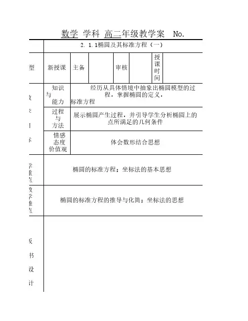 椭圆及其标准方程(一)