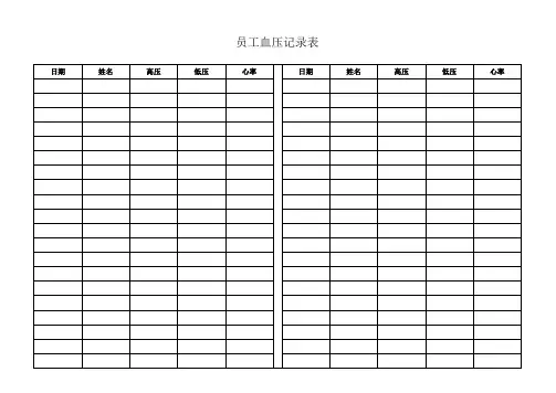 员工血压记录表