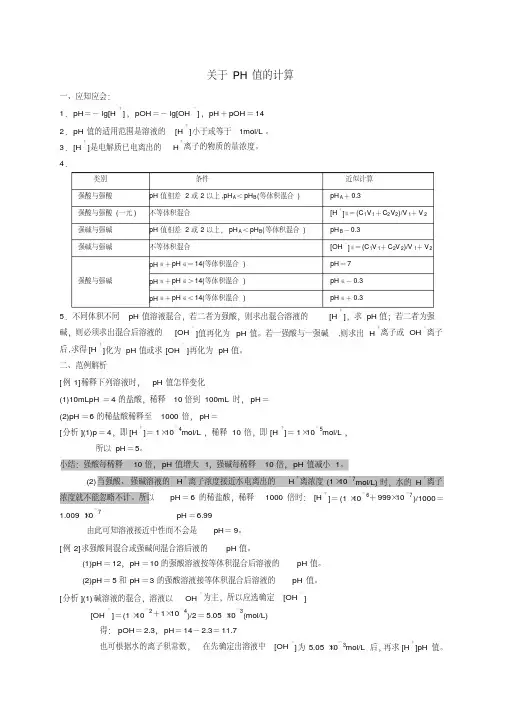 关于PH值的计算
