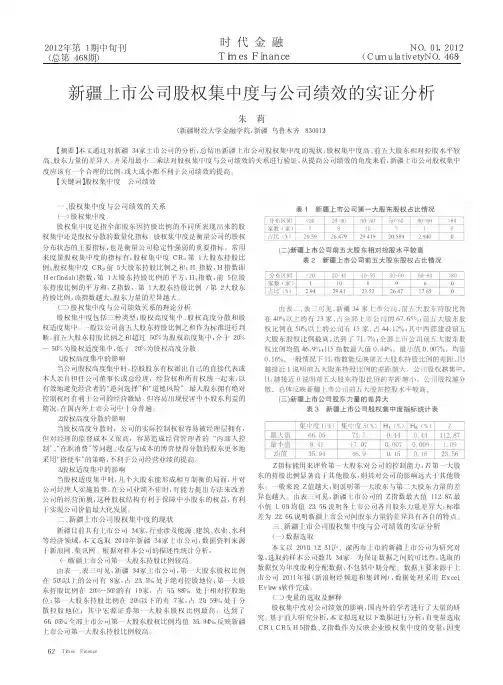 新疆上市公司股权集中度与公司绩效的实证分析