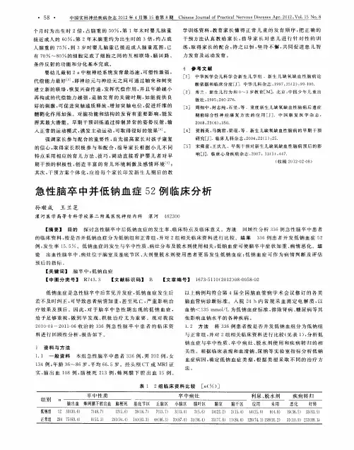 急性脑卒中并低钠血症52例临床分析