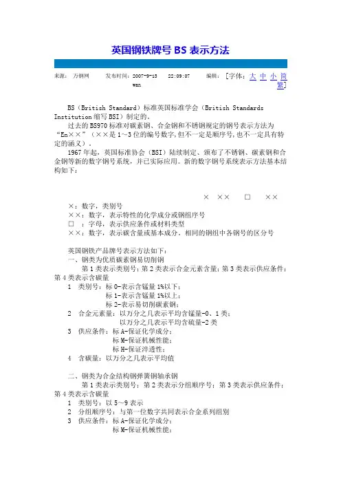 英国钢铁牌号BS表示方法