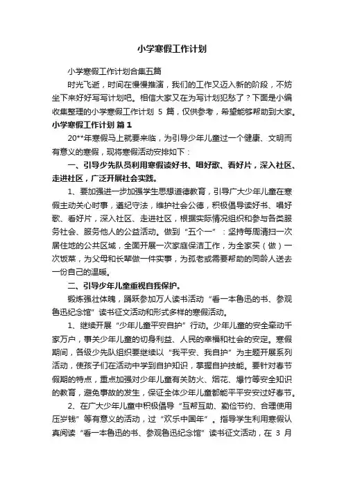 小学寒假工作计划