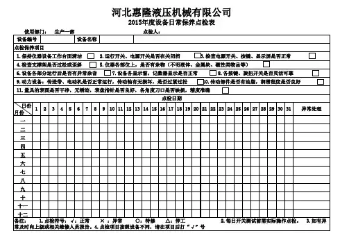 设备仪器点检-保养记录表