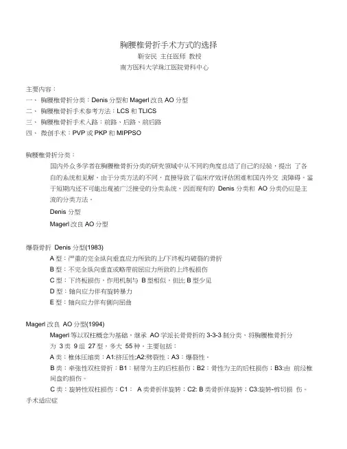 胸腰椎骨折手术方式的选择