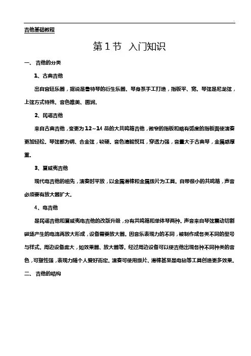 吉他基础学习与各调音阶图详解
