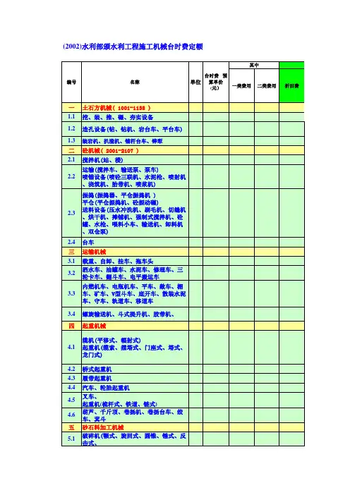 02水利部机械台时费定额
