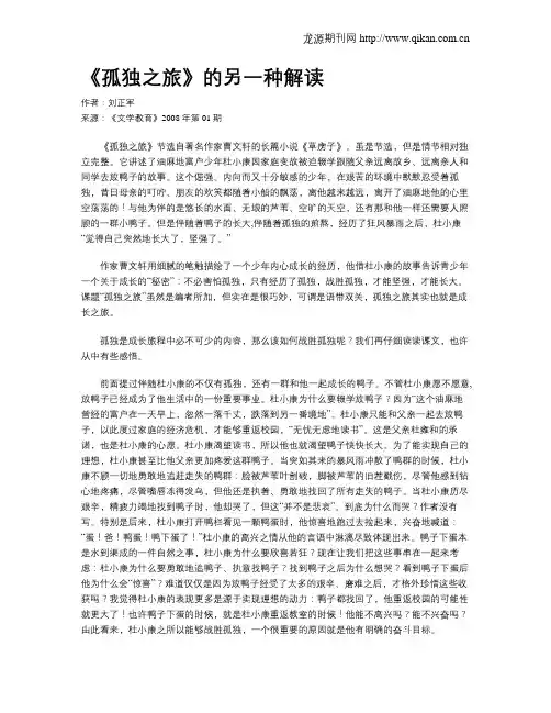 《孤独之旅》的另一种解读