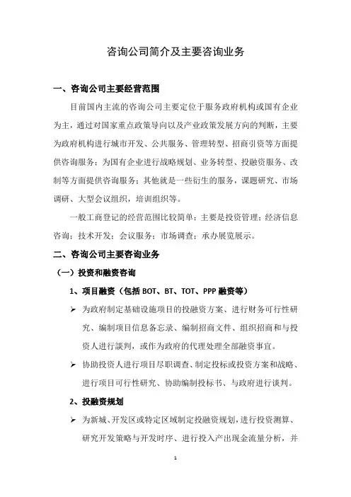 咨询公司简介及主要咨询业务 2