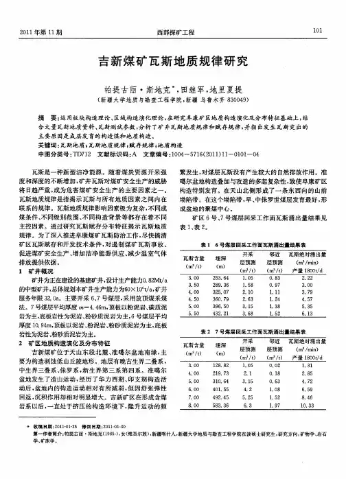 吉新煤矿瓦斯地质规律研究